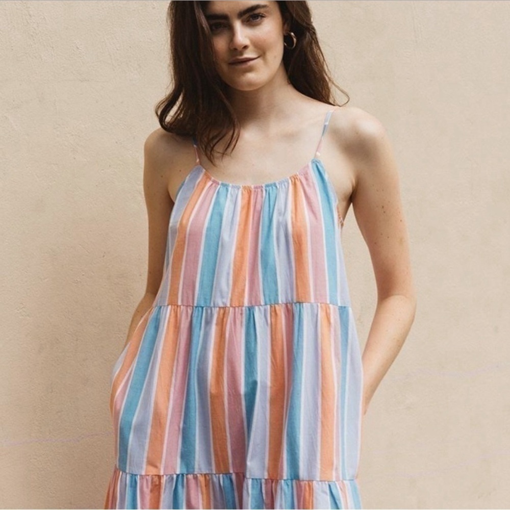SOLUDOS ~ 100% Cotton Pastel Maxi Dress - Violet Dress is Maldive Stripe - Picture 2 of 9